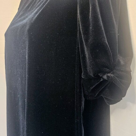Lauren Ralph Lauren Black Velvet Boatneck w/Knot Sleeve Detail SZ XL - Picture 1 of 8